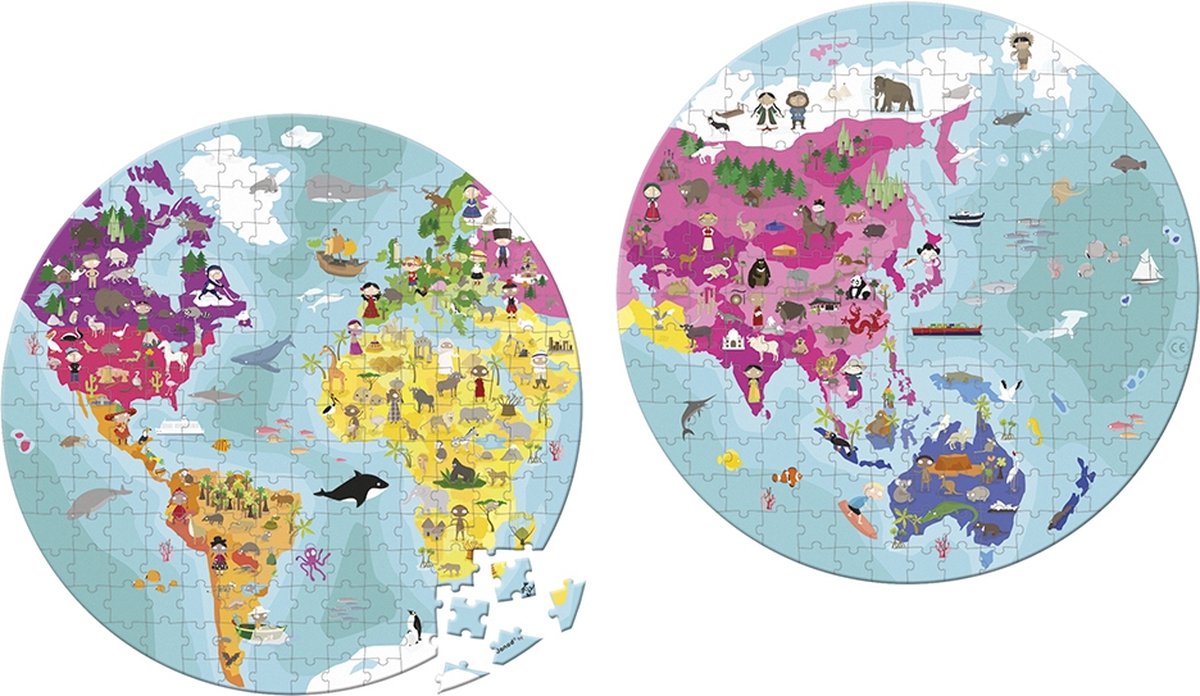 Janod - puzzel - de wereld - rond