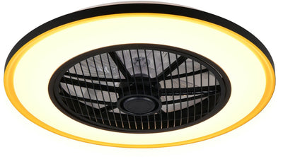 Rl live your light reality varpula - ventilator - zwart-goud - incl. 1x smd 28 w - afstandsbediening - geintegreerde dimmer - traploos instelbare lichtkleur - zomer- en wintermodus - 6 snelheidsniveaus