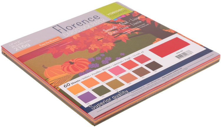 Vaessen creative cardstock - multipack herfst - 30,5 x 30,5 cm - 60 vellen - glad - 216 g