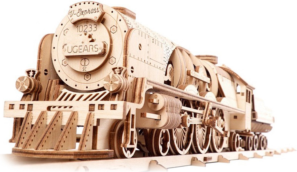 Ugears houten 3d model - v-express stoomtrein