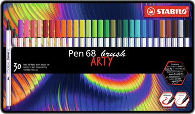 Stabilo pen 68 brush - viltstift - arty - metalen set 30 stuks
