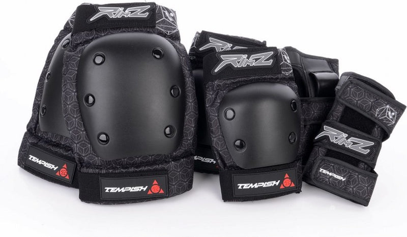 Tempish - rimz - skatebescherming - 3-pack - volwassenen - zwart - complete beschermset voor skaten - maat l