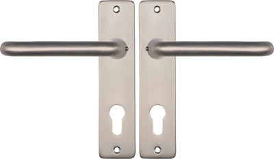 Starx deurklink zilver - rvs look – deurbeslag – deurschild voor profielcilinder (pc72) – deurklink coupe