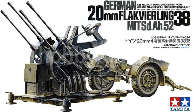 Tamiya modelbouwpakket militaire voertuigen - 35091 german 20mm flakvierling 38 plastic - 1:35 - modelbouw