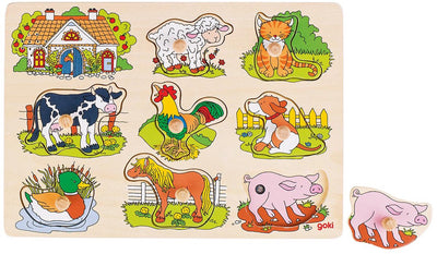 Goki noppenpuzzel boerderijdieren met geluid