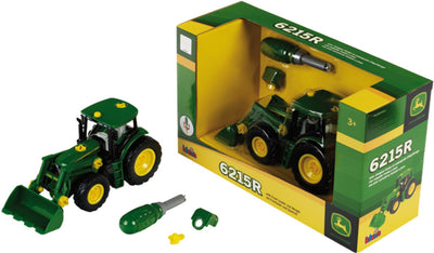 Klein toys john deere trekker voorlader met contragewicht - bouwset 6215 r trekker - 24,5x9,5x12 cm - groen geel