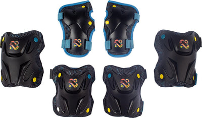 Nijdam skate beschermset kinderen - path defender - zwart blauw - m