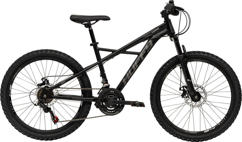 Huffy korros 24 inch kinder mountainbike zwart hardtail voorvering + shimano 21 versnellingen - jonge kinderen 8-13
