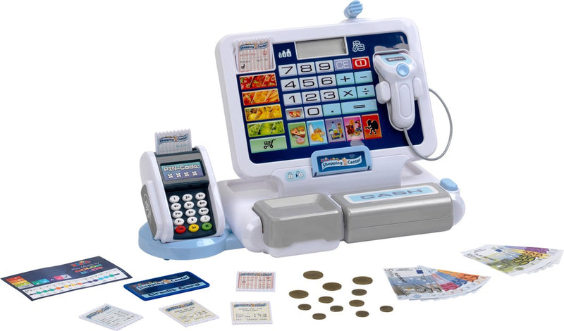 Klein toys - speelgoed kassa - incl. geluidseffecten speelgoed munten biljetten en credit card - meerkleurig