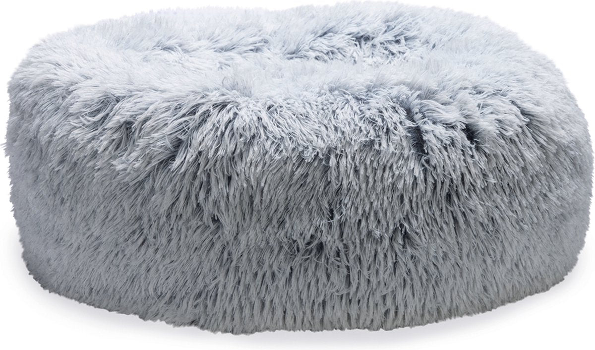 Beeztees siba - orthopedische - donut hondenmand - fluffy hondenmand - kattenmand - grijs - 50x50x20 cm