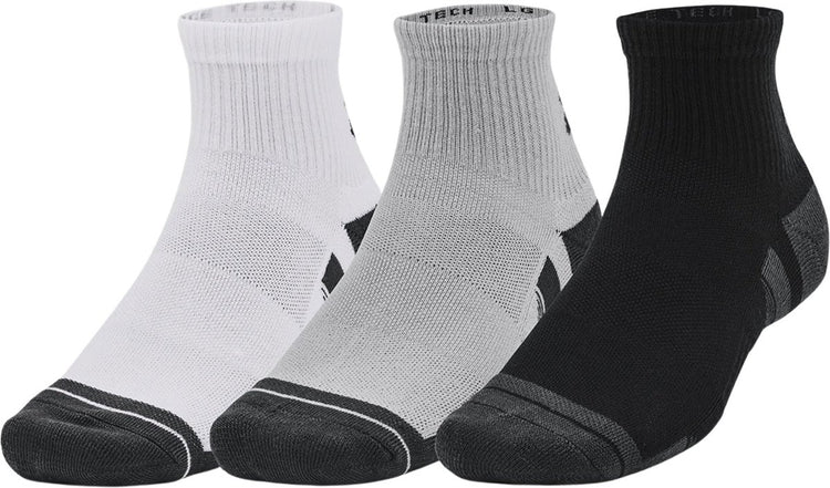 Under armour ua performance tech 3pk qtr unisex sportsokken - grijs - wit - grijs