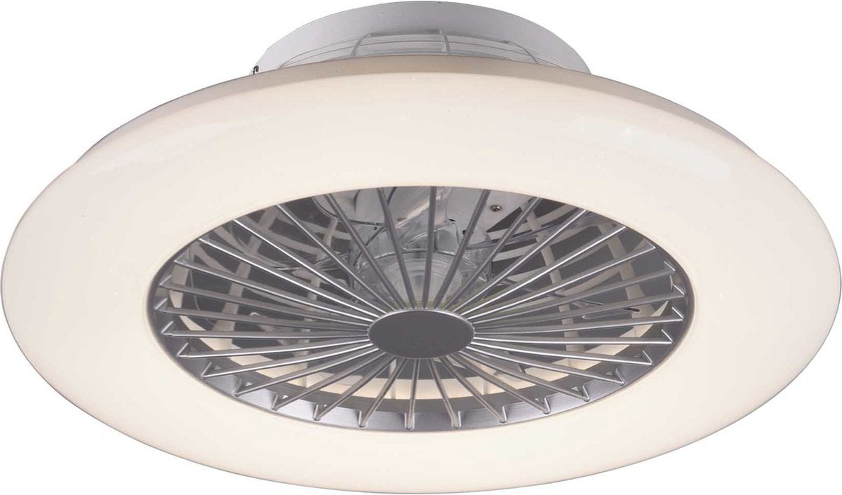 Rl live your light reality stralsund - ventilator - titanium - incl. 1x smd 30 w - geintegreerde dimmer - traploos instelbare lichtkleur - nachtlampje - niet geschikt voor externe dimmer - geheugenfunctie - 3 snelheidsinstellingen - zomer- en wintermodus