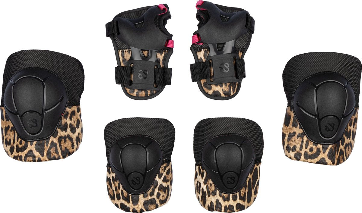 Nijdam skate beschermset panter kinderen - roar ready - zwart panter - maat l