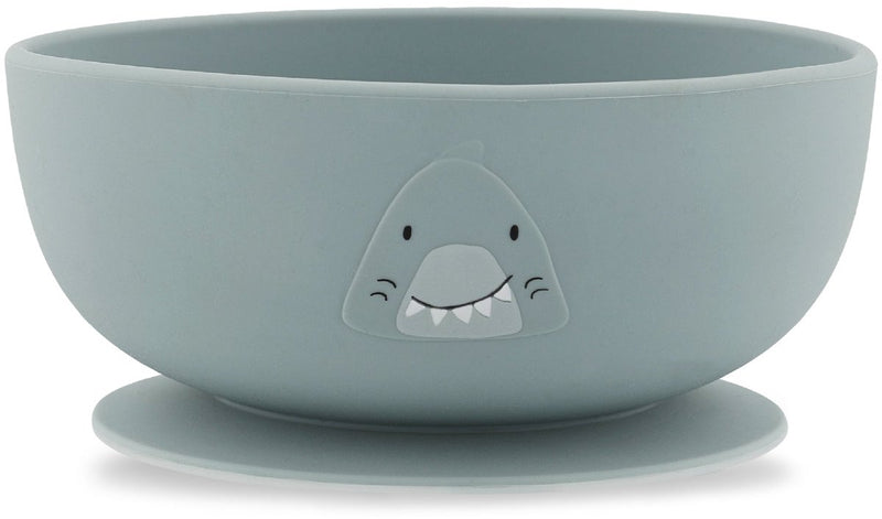 Trixie kom met zuignap - mr. shark - schaaltje - kinderservies - voor baby's vanaf 4 maanden - van siliconen - geschikt voor de vaatwasser