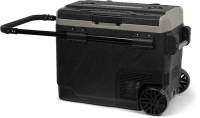 Steamy -e dual zone roller elektrische compressor koelbox op wielen - dual zone - 49 liter - 12v en 230v - voor auto en camping - zwart