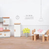 Goki poppenhuismeubeltjes: design keuken, 20-delig, 10x6,5x5cm (tafel), beukenhout en stof, 3+