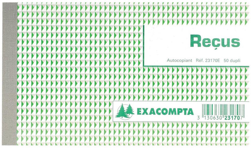 Exacompta - reçus, ft 10,5 x 18 cm, franstalig, dupli (2 x 50 vel)