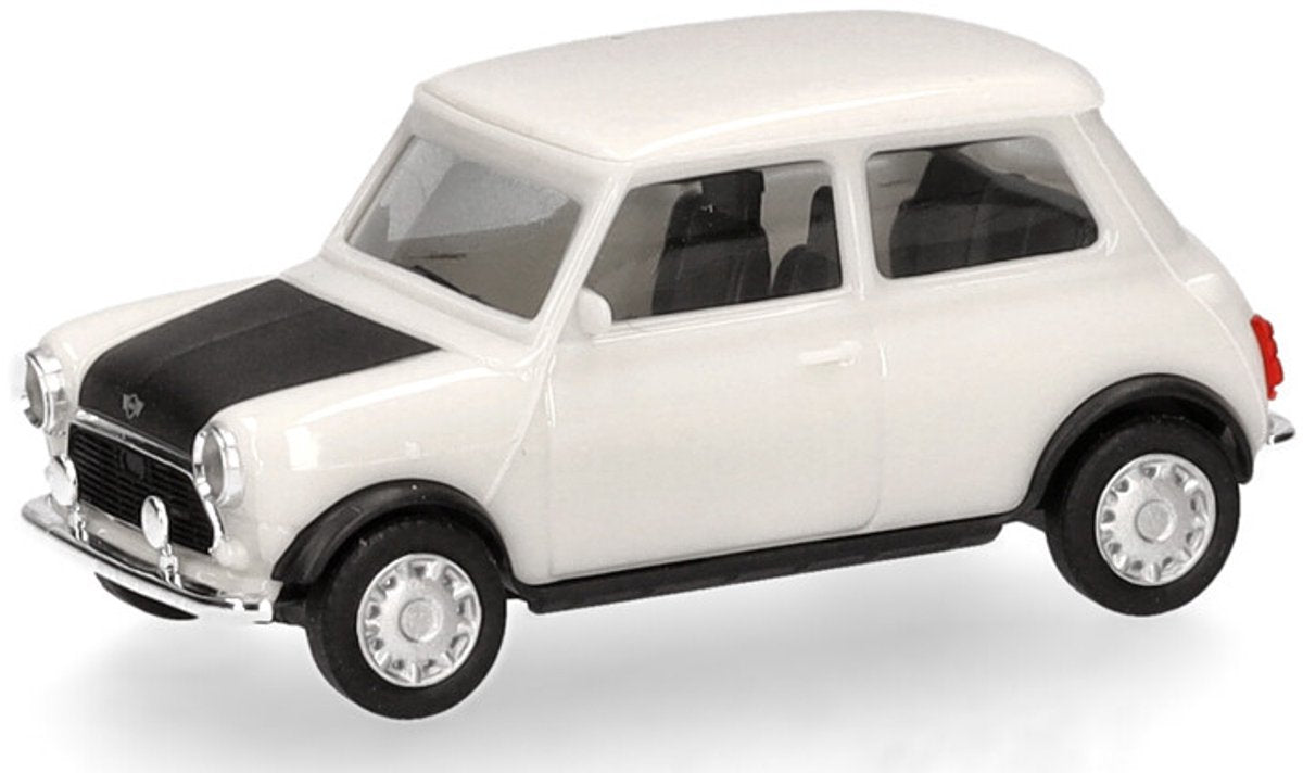 Herpa mini cooper mayfair + schijnwerper, wit (rechts gestuurd)