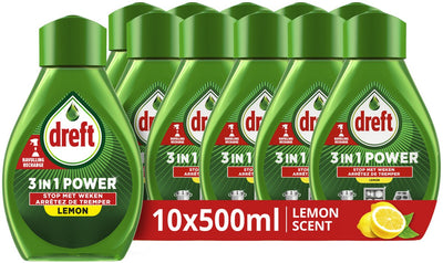 Dreft 3in1 power spray voor vaat en keuken - navulling - vetverwijderaar - citroengeur - 10 x 500 ml