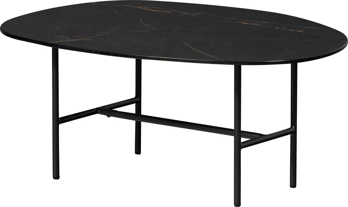 Woood vajen salontafel - marmeren look - zwart - 34x80x60