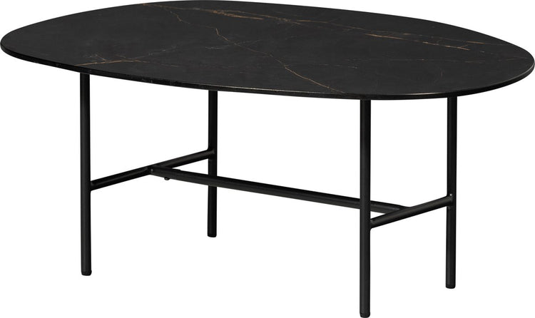 Woood vajen salontafel - marmeren look - zwart - 34x80x60