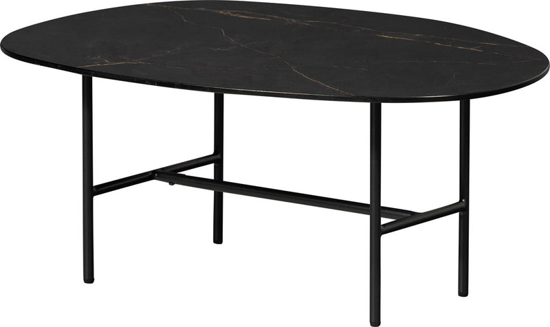 Woood vajen salontafel - marmeren look - zwart - 34x80x60