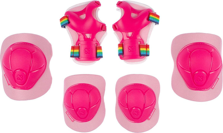Nijdam skate beschermset - pink rainbows - roze wit - m