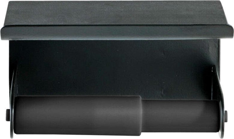 Wenko toiletrolhouder met plankje classic plus black mat zwart - toiletpapier houder - wc rolhouder met planchet - bevestigen zonder boren