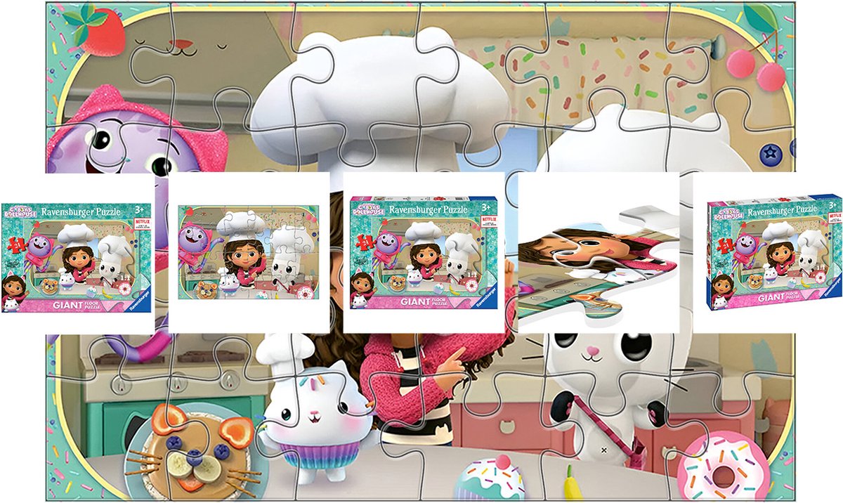 Ravensburger , 24 delige puzzel gabby's keuken uit gabby's dollhouse van giant floor collèction, veelkleurig