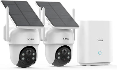 Aosu solarcam d1 classic kit - 2 beveiligingscamera's met 2k resolutie - 360° zicht ai tracking
