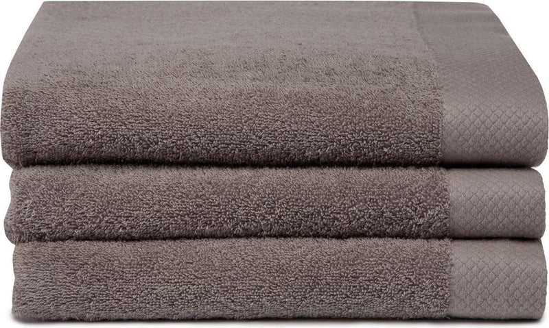 Seahorse pure badhanddoek - set van 3 - katoen - superzacht - badstof - 60x110 cm - cement grijs