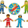 Goki puzzel: carriere-zoeker, draaischijf diam.14cm, 38-delig, hout, 3+