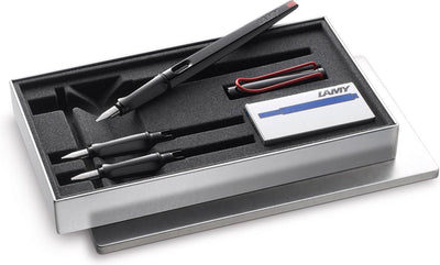 Lamy joy black kalligrafie vulpen set – mooischrijfpennen met 3 verschillende nibs (1,1 1,5 1,9 mm) – vulpen met bandzugpenpunt en ergonomisch handvat – inclusief 5 tintenpatronen t 10 blauw
