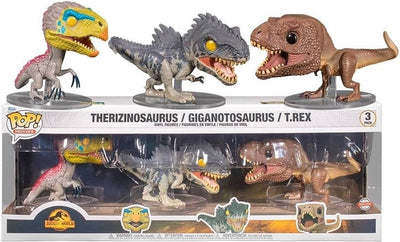 Funko pop! jurassic world: dominion - therizinosaurus giganotosaurus t-rex exclusive 3-pack