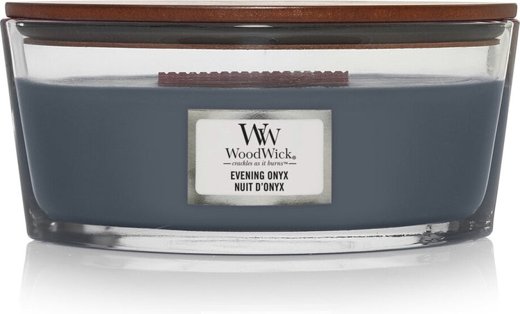 Woodwick heartwick flame ellipse geurkaars - evening onyx - 50 branduren