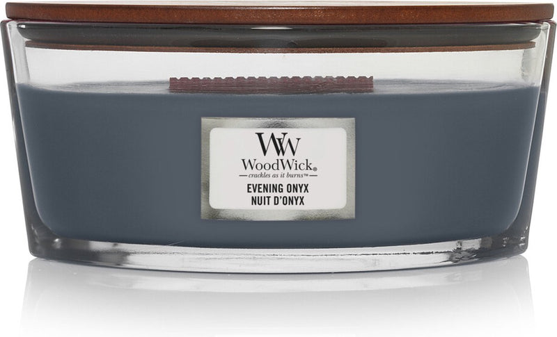Woodwick heartwick flame ellipse geurkaars - evening onyx - 50 branduren