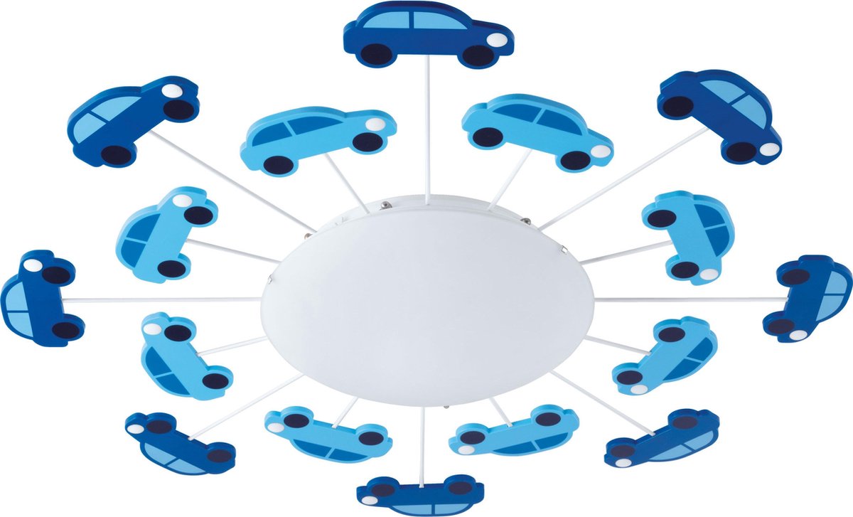 Eglo viki 1 plafond- en wandlamp - e27 - ø 63 cm - blauw wit - auto thema