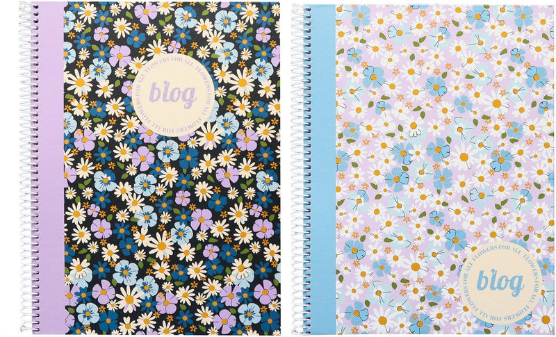 Kangaro spiraalblok - b'log flowers - formaat a5 - met ruit 5mm - 2 stuks - an-123906-a