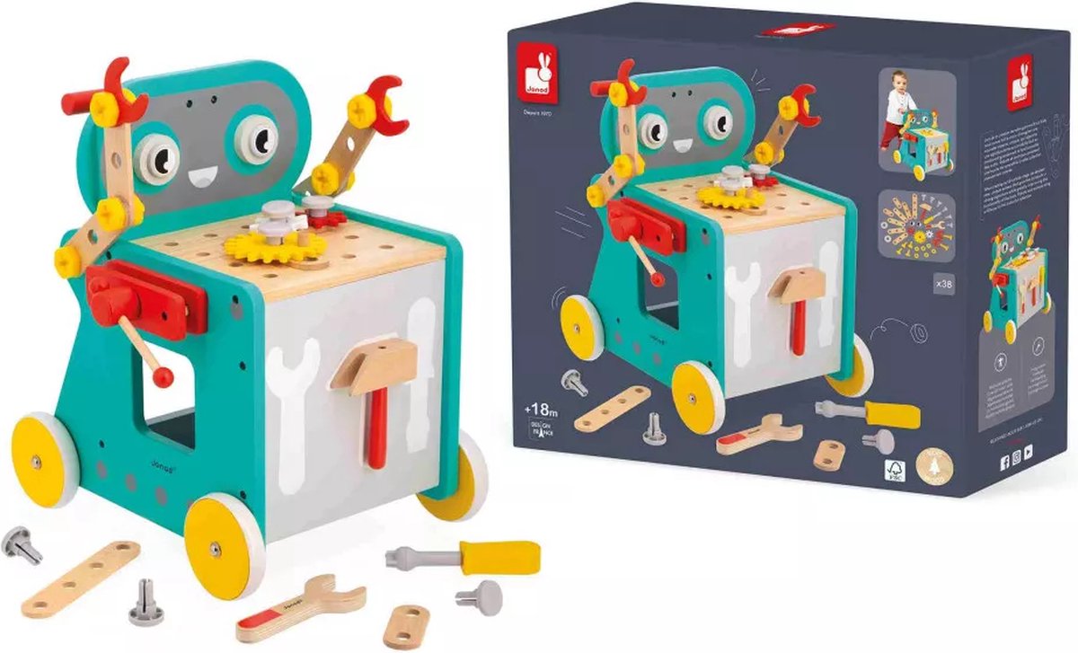 Janod - brico'kids - robot trolley activiteitenwagen