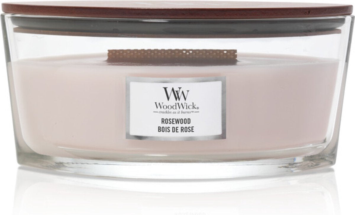 Woodwick heartwick flame ellipse geurkaars - rosewood - 50 branduren