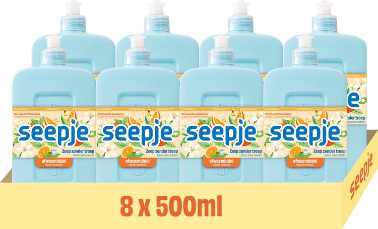 Seepje afwasmiddel - 8 x 500ml - sinaasappel - voordeelverpakking