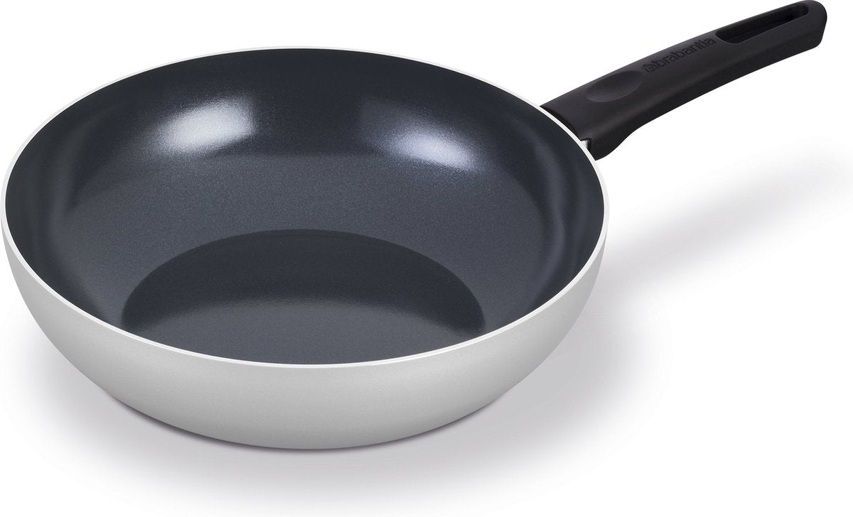 Brabantia indu+ wokpan ø 28cm – 100% pfas vrij – keramische antiaanbaklaag - inductie koekenpan – vaatwasserbestendig - grijs