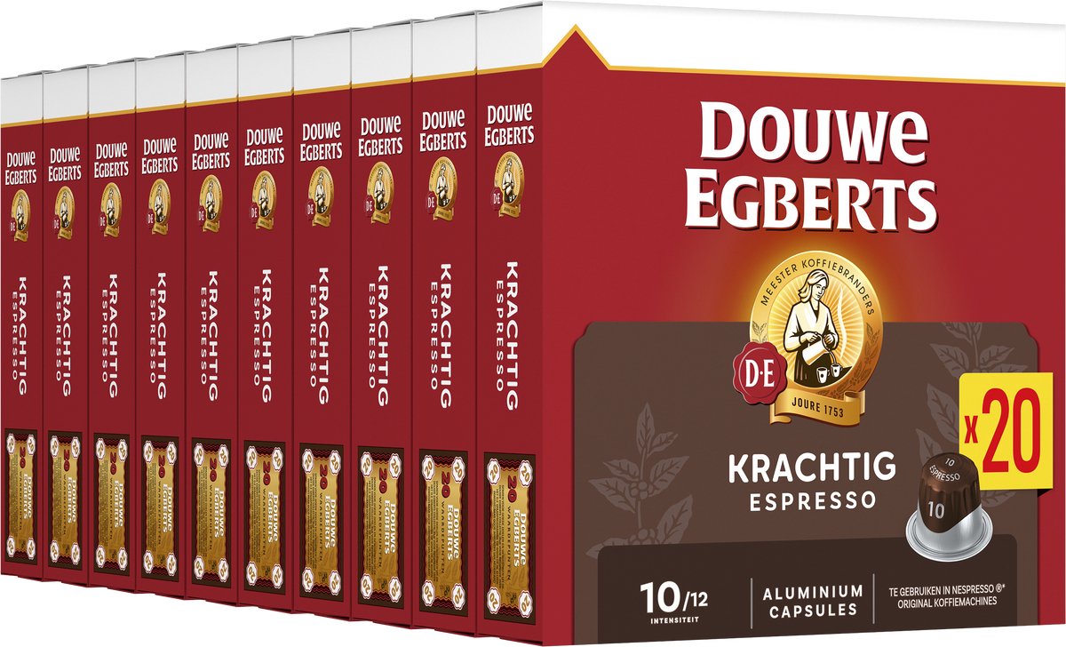 Douwe egberts espresso krachtig koffiecups - intensiteit 10 12 - 10 x 20 capsules