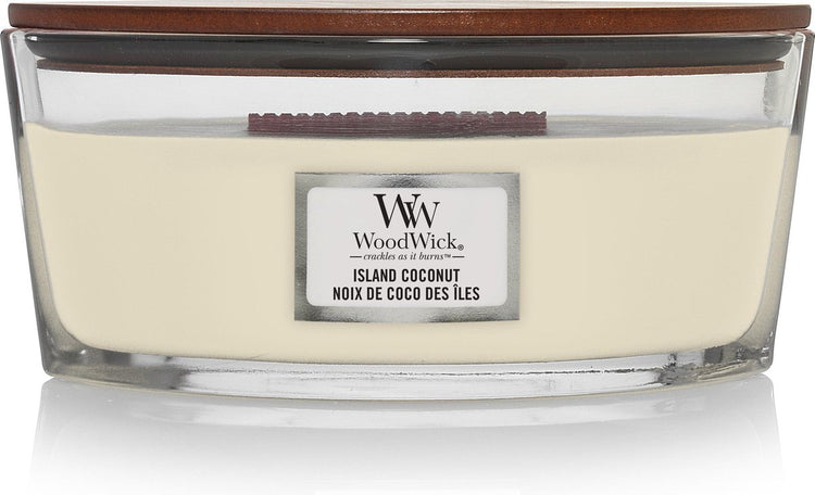 Woodwick heartwick flame ellipse geurkaars - island coconut - 50 branduren