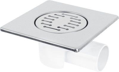Differnz basic doucheput - doucheafvoer met zijuitlaat - chroom mat - 15 x 15 cm