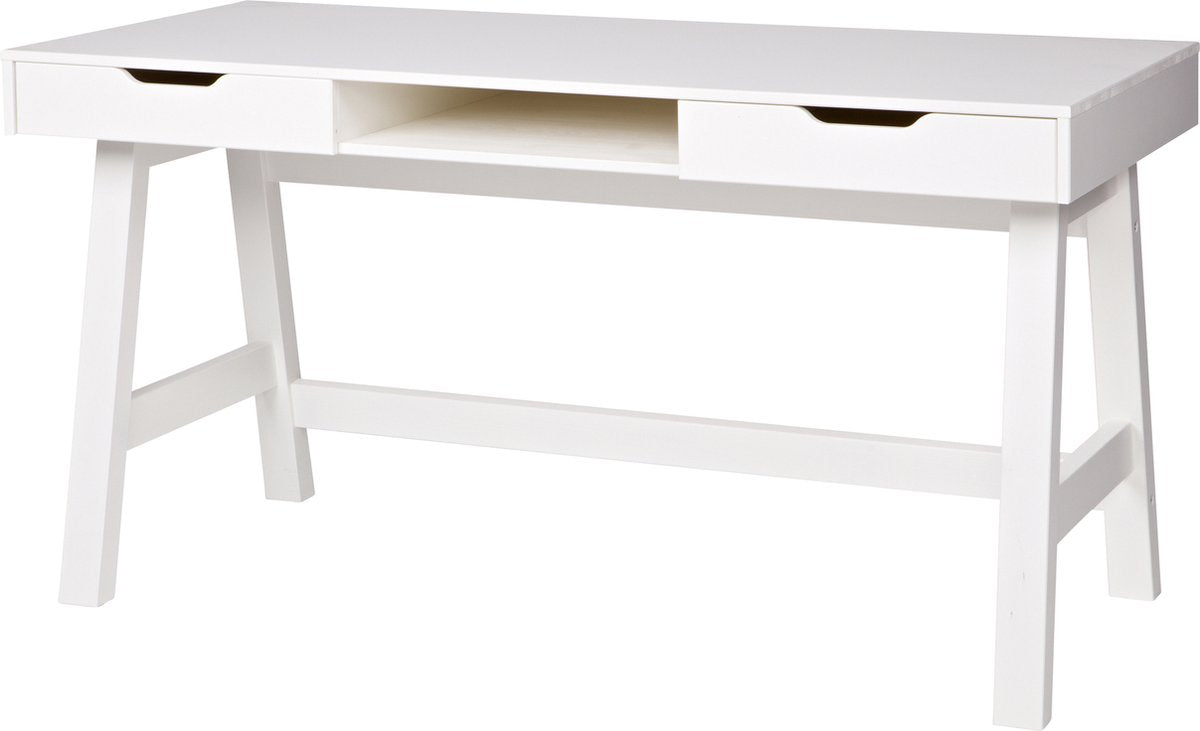 Woood nikki bureau - grenenhout - wit - 75x140x62