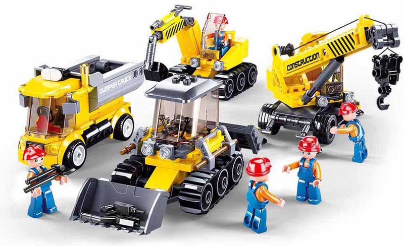 Sluban town bouwplaats bouwspeelgoed kinderen vanaf 6 jaar - constructiespeelgoed modelbouw - bouwdoos met 465 bouwstenen - m38-b0810