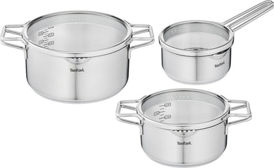 Tefal nordica - pannenset - 3-delig - inductie - rvs - geschikt voor alle warmtebronnen