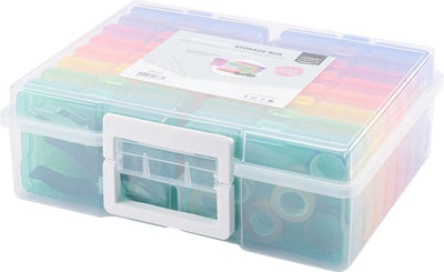 Vaessen creative opbergbox met deksel - 37,5 x 30 x 13 cm - 16 doosjes 17 x 12 x 3 cm