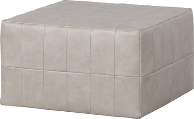 Woood patchwork poef - leerlook - naturel - 36x60x60